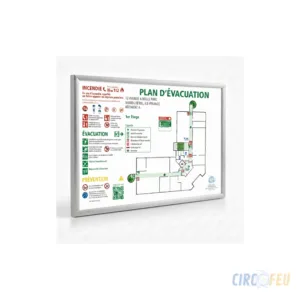 Plan d Evacuation A3 Cadre Alu - Conforme NF X08-070 - Avec Releve et Pose